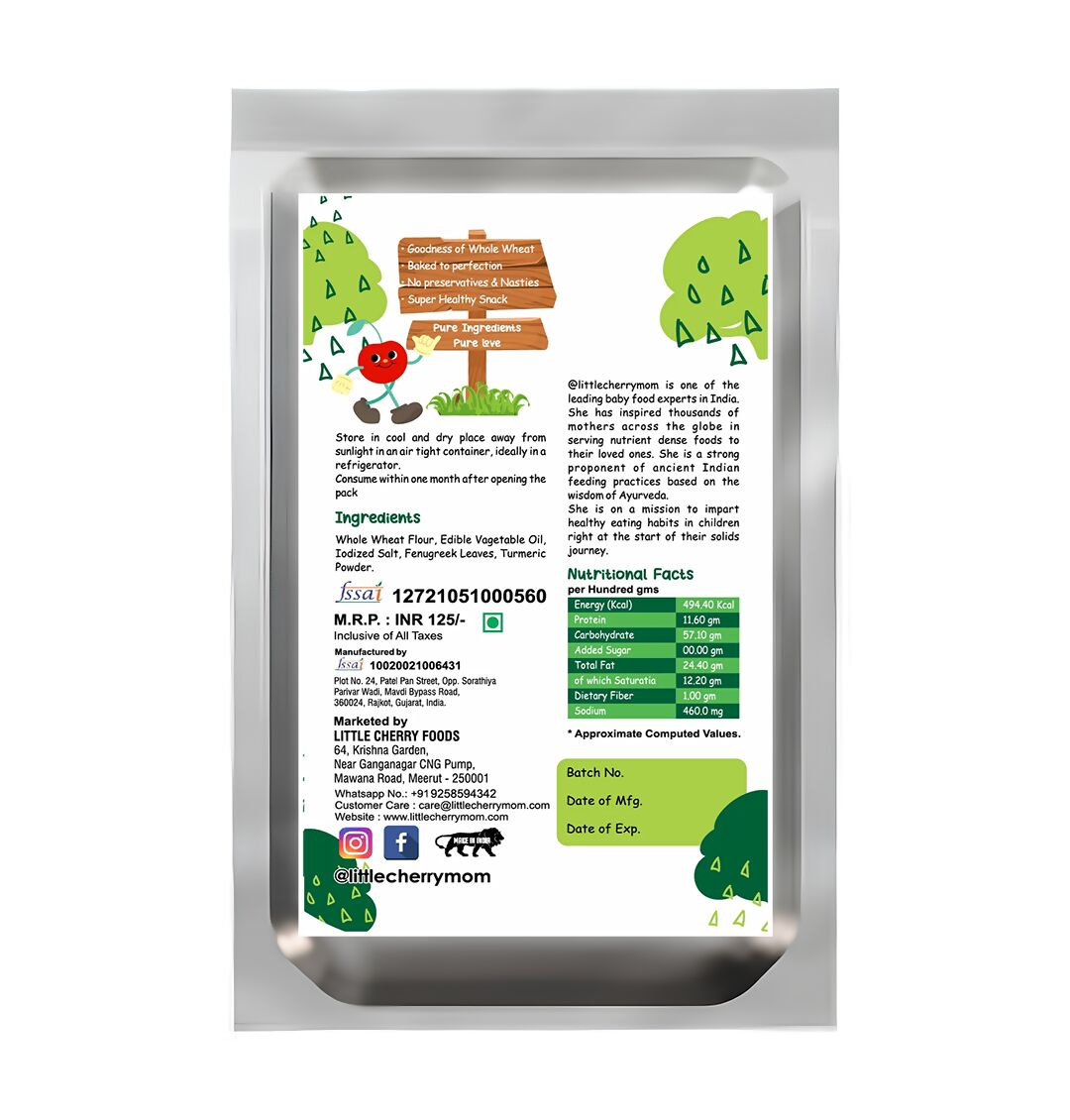 Littlecherrymom Whole Wheat Khakhra ?Methi | Grab2Buy