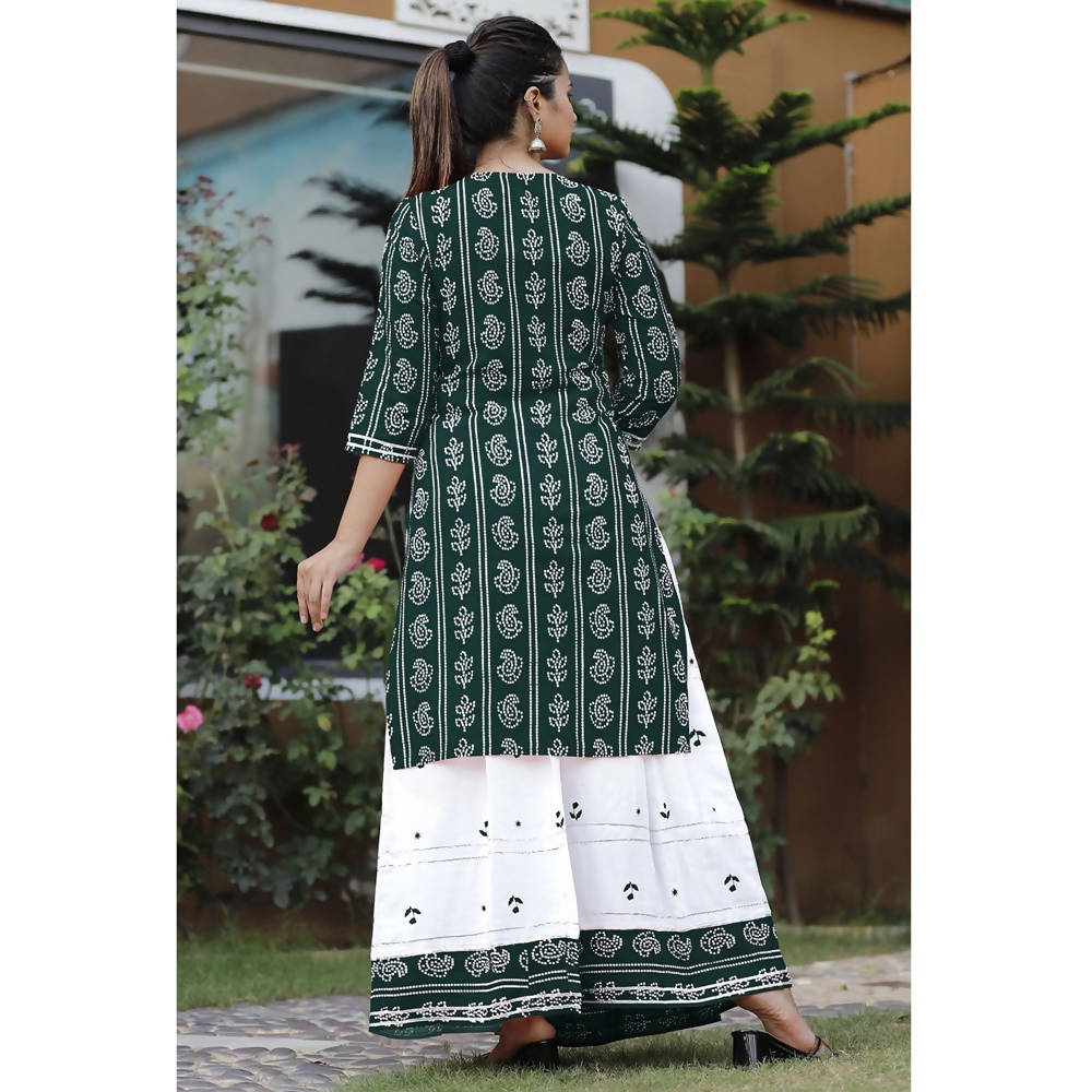 Vamika Green Rayon Gota Patti work Kurti With Skirt Suit | Grab2Buy