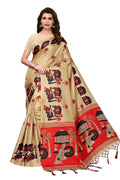 Vamika Kalamkari With Jhalar Khadi Silk Saree in Chiku Color | Grab2Buy