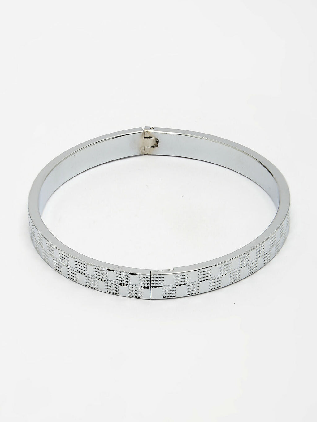 NVR Men's Silver-Plated Stainless Steel Kada Bracelet