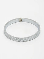 NVR Men's Silver-Plated Stainless Steel Kada Bracelet