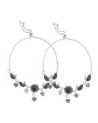 VOJ Set Of 2 Silver Plated Peacock Handcrafted Anklets | Grab2Buy