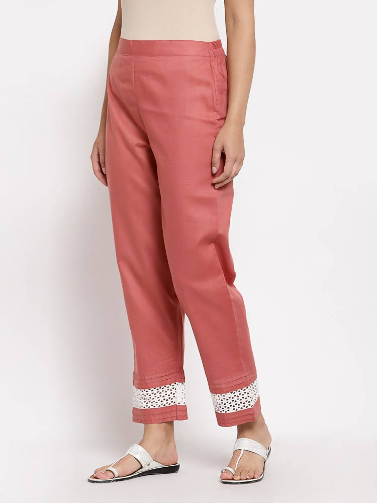 Myshka Women's Maroon Cotton Solid Casual Trouser | Grab2Buy