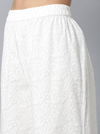 Yufta Women Blue & White Yoke Design Kurta with Palazzo & Dupatta | Grab2Buy