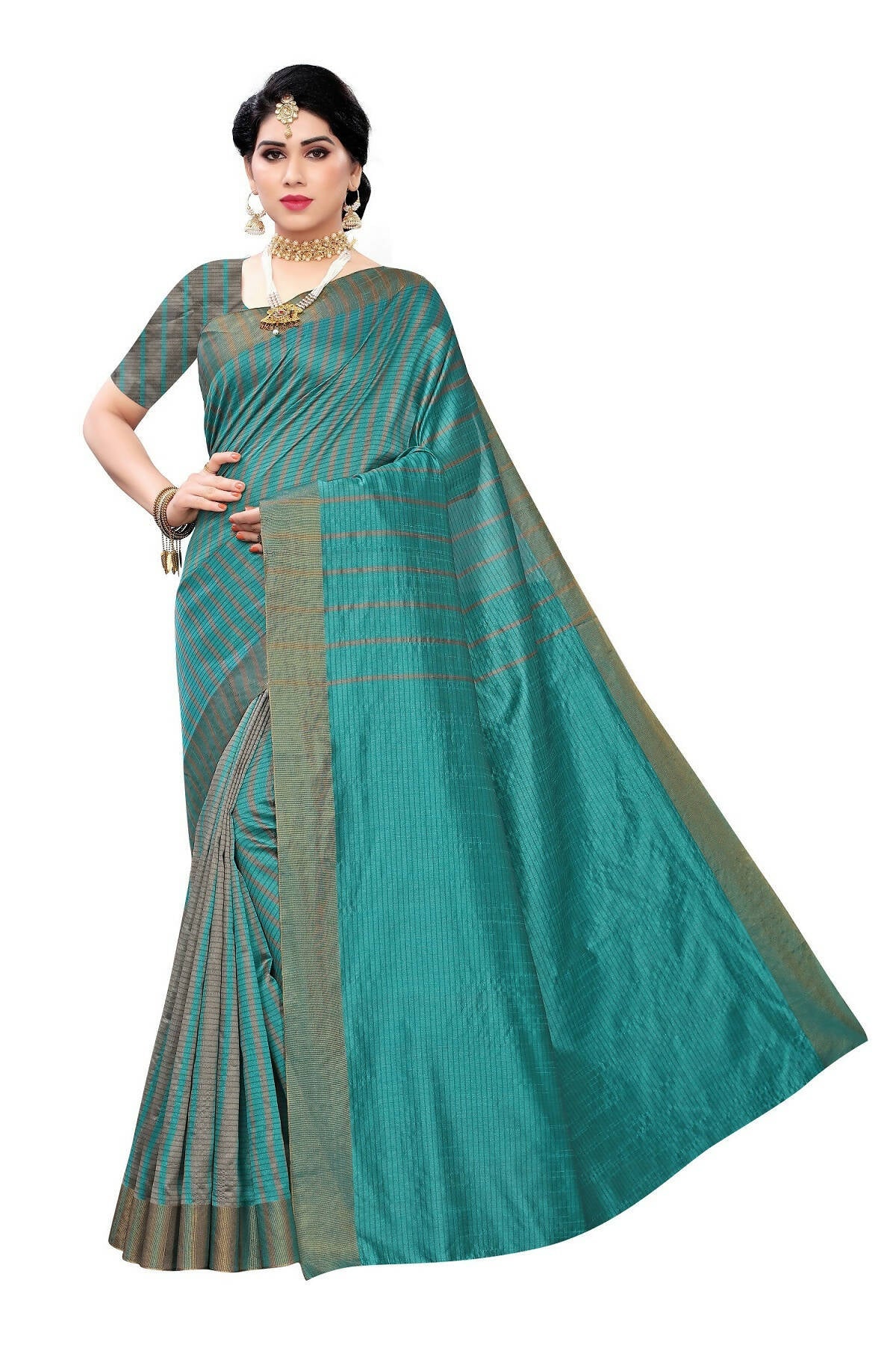 Vamika Cotton Silk Weaving Paithani Rama Saree (Paithani Rama) | Grab2Buy