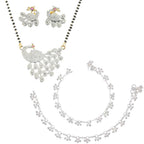 AanyaCentric Gold-Polished Mangalsutra Pendant Earring Set & Silver Plated Anklet | Grab2Buy