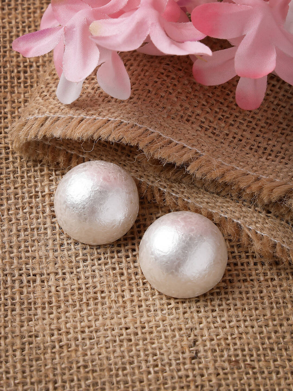 NVR Women's White Color Circular Moon Stud Earrings | Grab2Buy