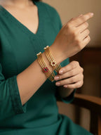 NVR Women Set of 2 Gold Plated Artificial Stone Bangle