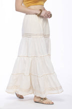 Mominos Fashion Cotton Off White Stripe With Gota Sharara | Grab2Buy