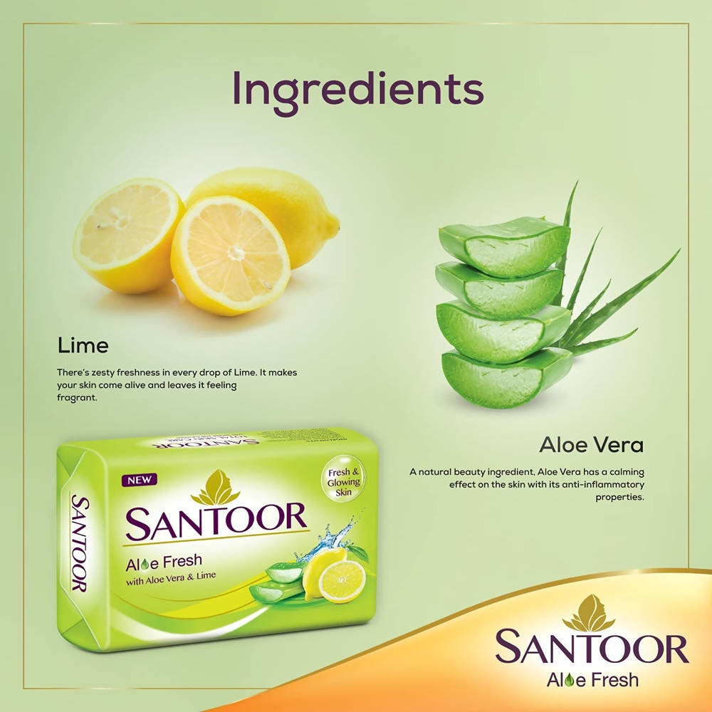 Santoor Aloe Fresh Soap With Aloe Vera And Lime | Grab2Buy