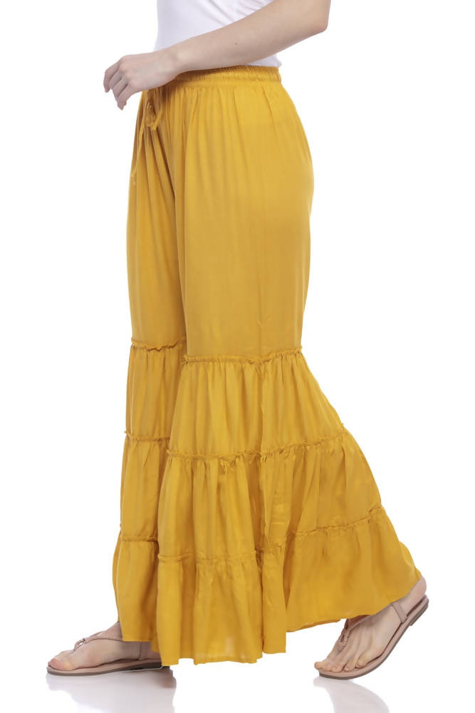 Mominos Fashion Reyon Cotton Mustard Palazzo | Grab2Buy