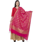 A R Silk VNS Jaal Fancy Dupatta Color Rani Dupatta or Chunni | Grab2Buy