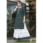 Vamika Green Rayon Gota Patti work Kurti With Skirt Suit | Grab2Buy