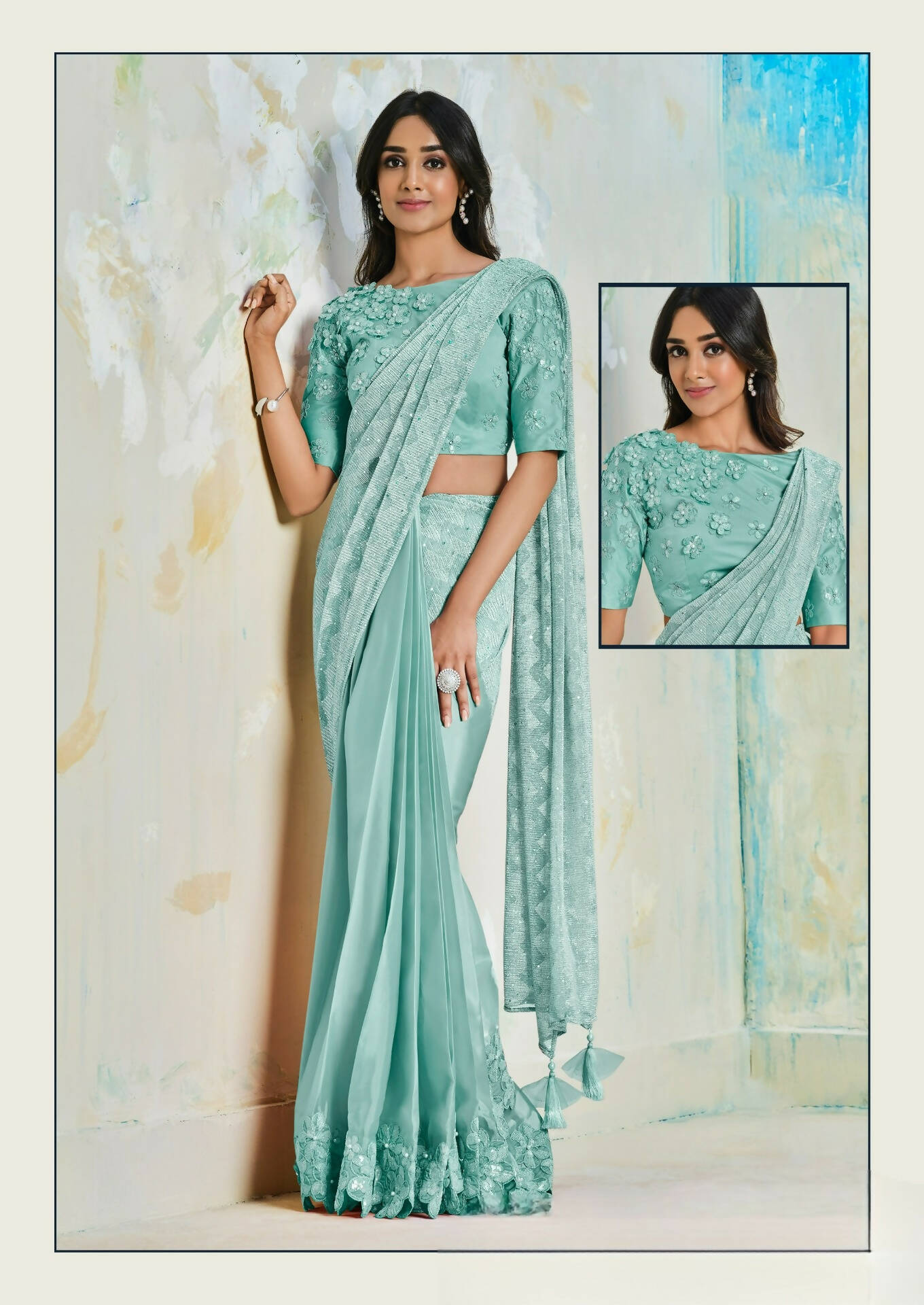 Satin Silk Saree With Stitched Blouse - Mohmanthan Royal | Grab2Buy