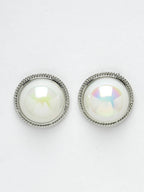NVR Women's Silver Plated Circular Stud Earrings | Grab2Buy