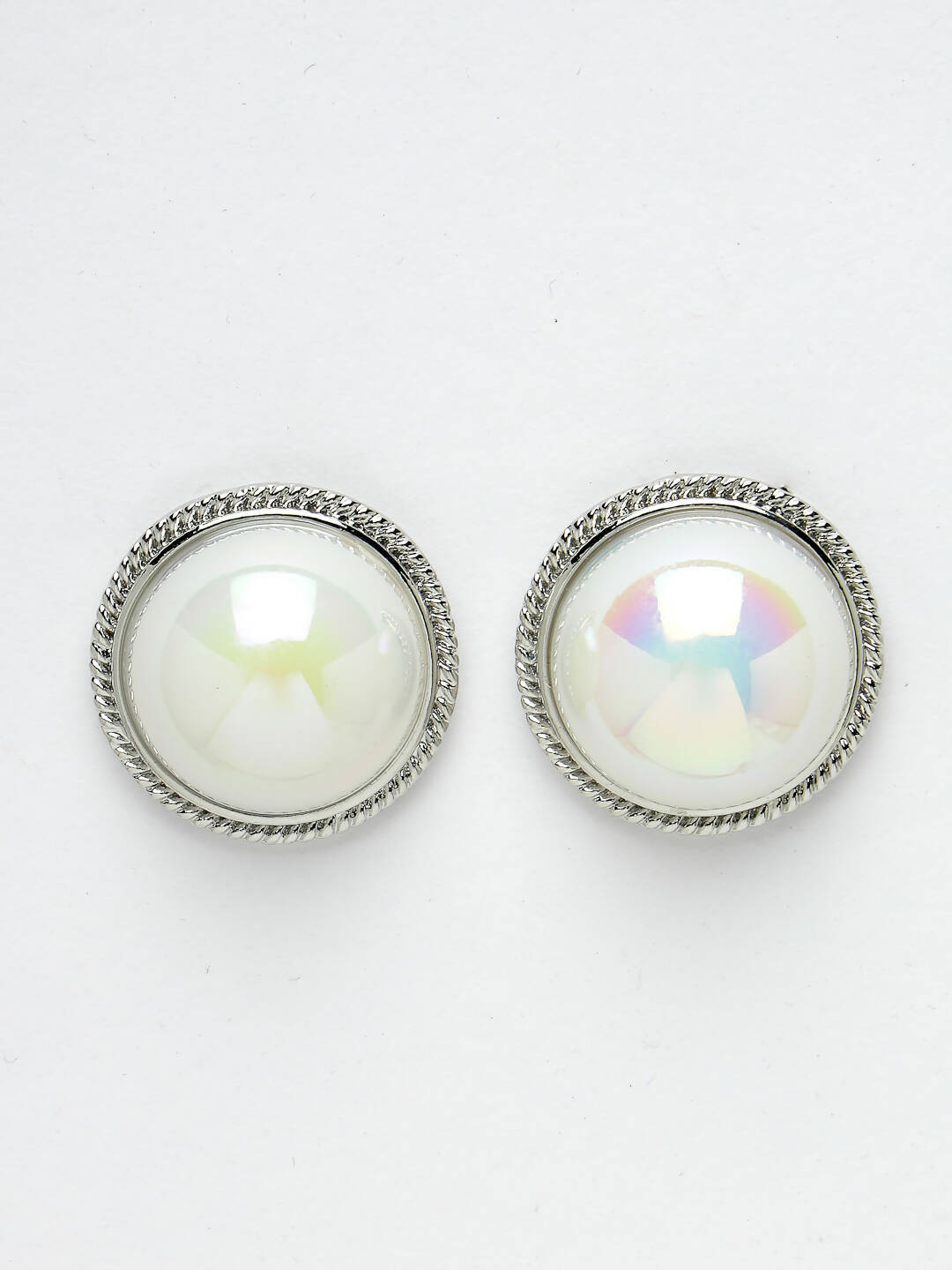 NVR Women's Silver Plated Circular Stud Earrings | Grab2Buy