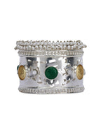 Joban Fashion Women Green Stone Silver Tone Bangle