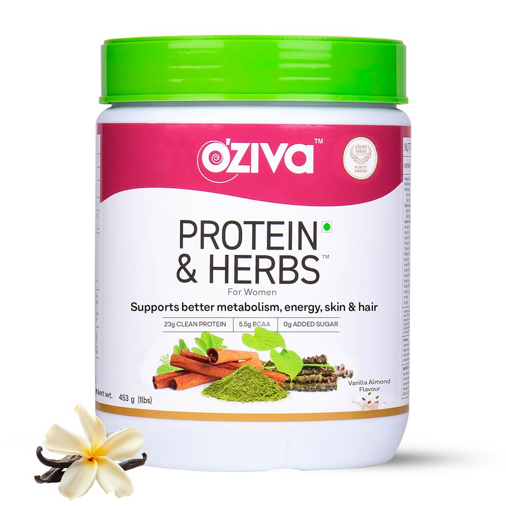 OZiva Protein & Herbs for Women - Protein Powder to Reduce Body Fat, Manage Weight & Metabolism, No Added Sugar | Grab2Buy