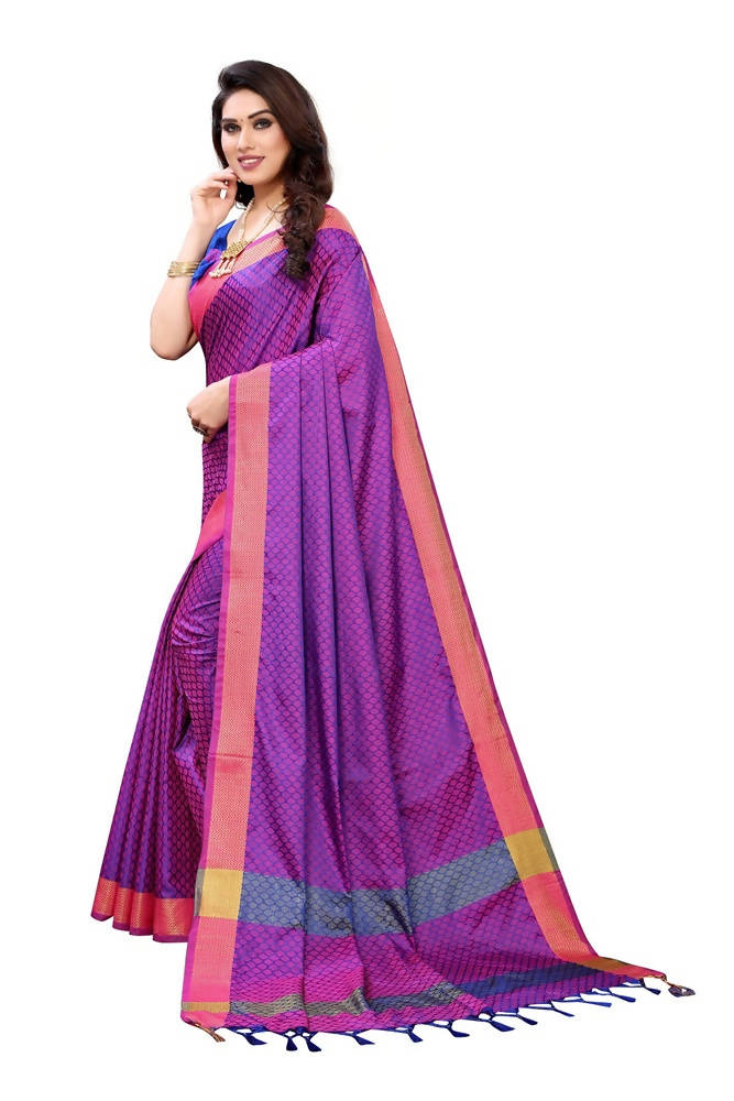 Vamika Banarasi Jacquard Weaving Purple Saree | Grab2Buy