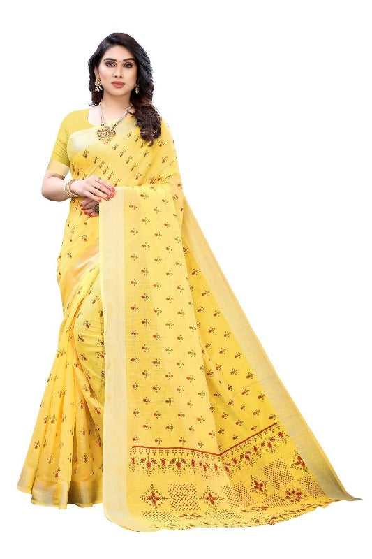 Vamika Yellow Chanderi Designer Saree (DIYA YELLOW) | Grab2Buy