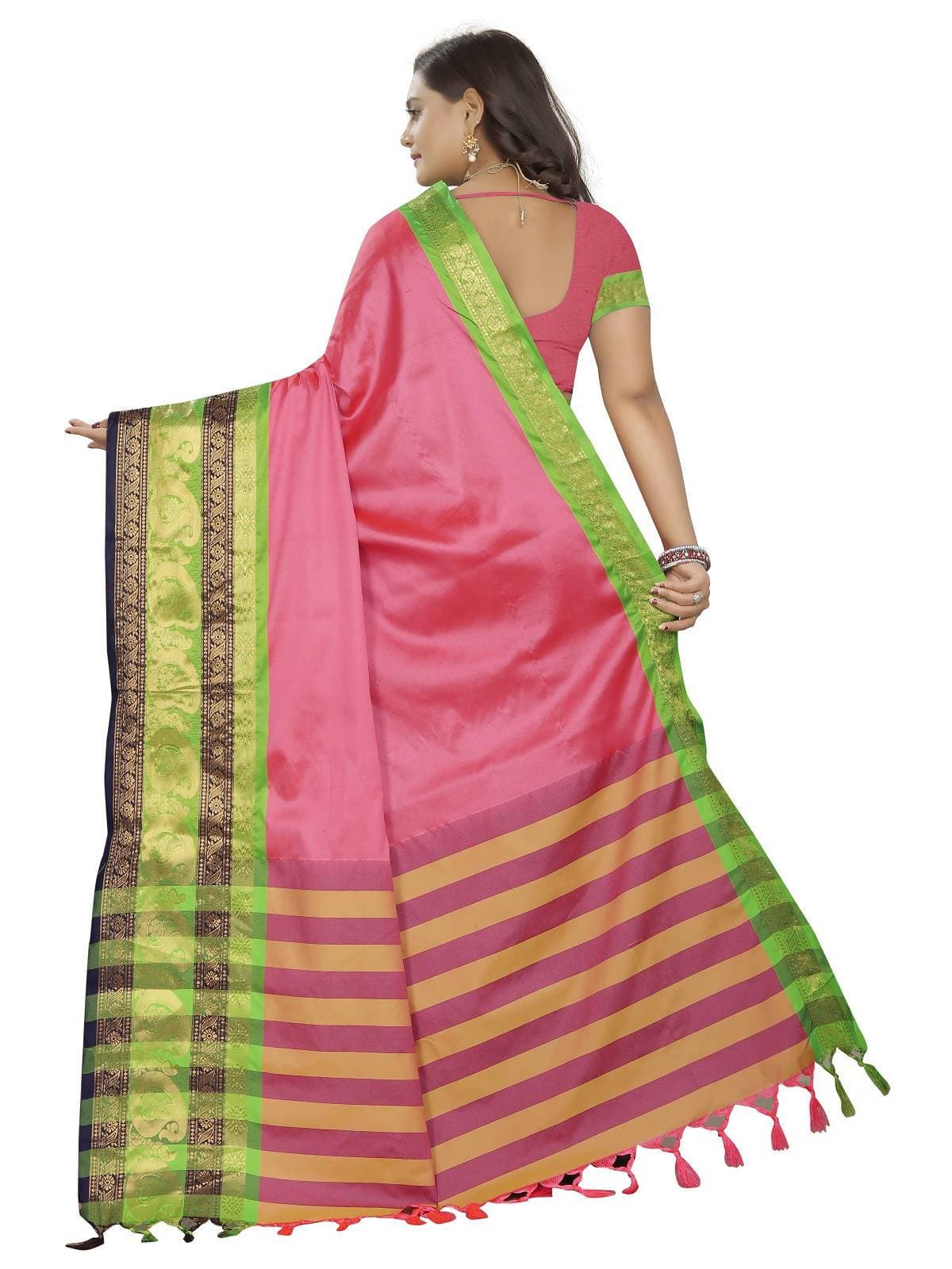Vamika Banarasi Silk Pink Weaving Saree | Grab2Buy