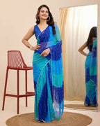 Blue Georgette Designer Printed Ready To Wear Saree - Ibiza | Grab2Buy
