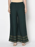 Aniyah Rayon Bottle Green Color Flared Slip-On Palazzo (AN-206K) | Grab2Buy