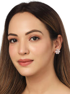 NVR Women Golden Cz Studded Studs Earrings | Grab2Buy