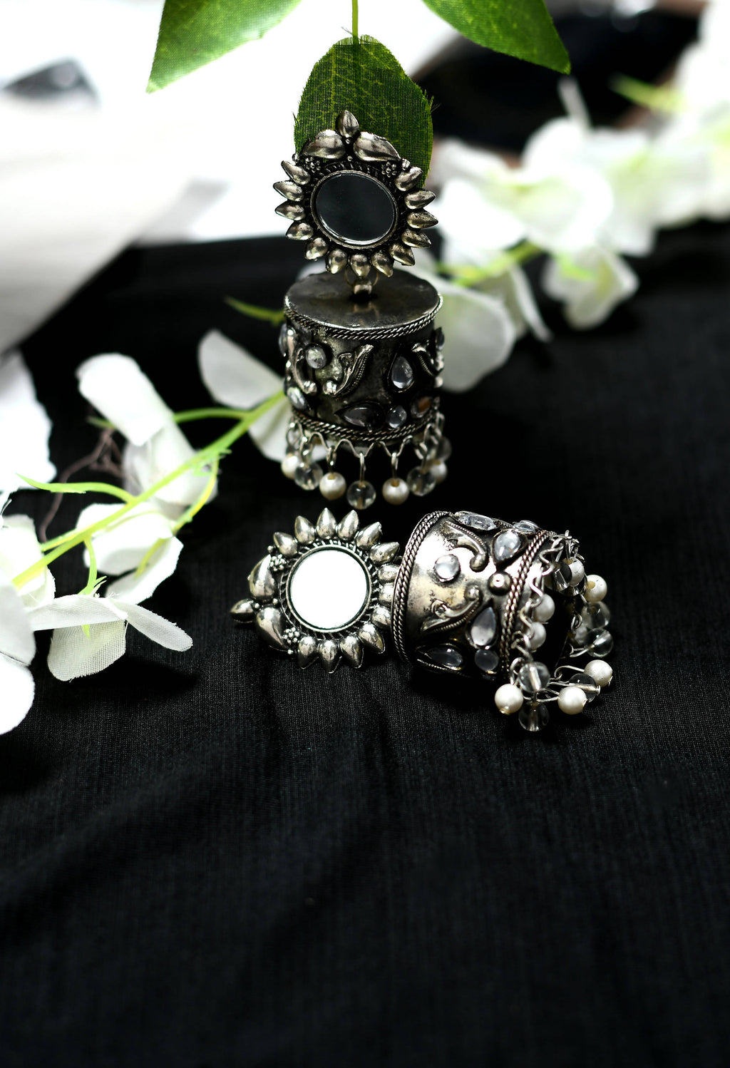Mominos Fashion Johar Kamal Women Silver Oxidised Jhumkas | Grab2Buy