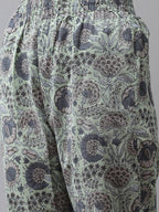 Yufta Green and off-white yoke design Kurta with Palazzo with Dupatta Set | Grab2Buy