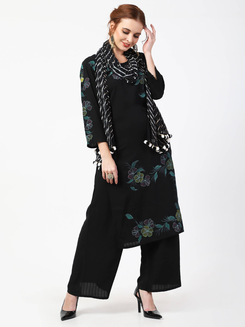 Cheera Kurta Palazzo With Leheria Dupatta Set (CH114KPD) | Grab2Buy