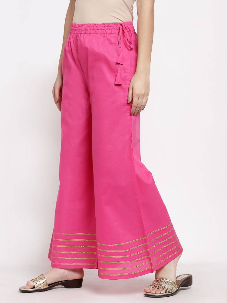Myshka Women's Pink Cotton Solid Casual Palazzo | Grab2Buy
