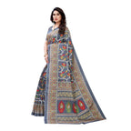 Vamika Printed Jute Silk Grey Saree (Rishika Grey) | Grab2Buy