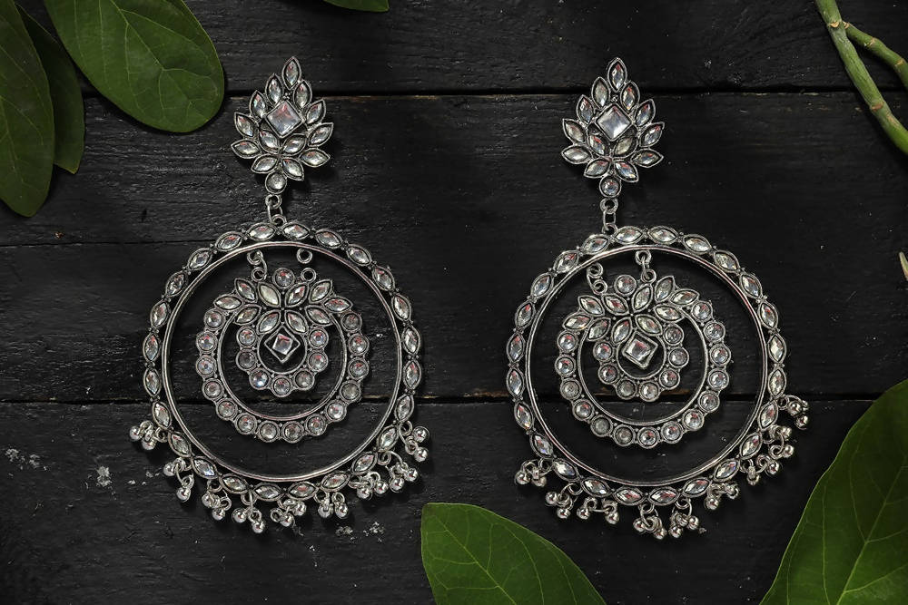 Mominos Fashion Johar Kamal Women's White Kundan Circles Earrings | Grab2Buy