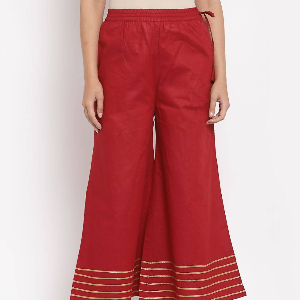 Myshka Women's Maroom Cotton Solid Casual Palazzo | Grab2Buy
