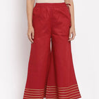 Myshka Women's Maroom Cotton Solid Casual Palazzo | Grab2Buy