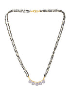 NVR Women's's Set of 2 Black Gold-Polished Beaded Mangalsutra With Ad Stone