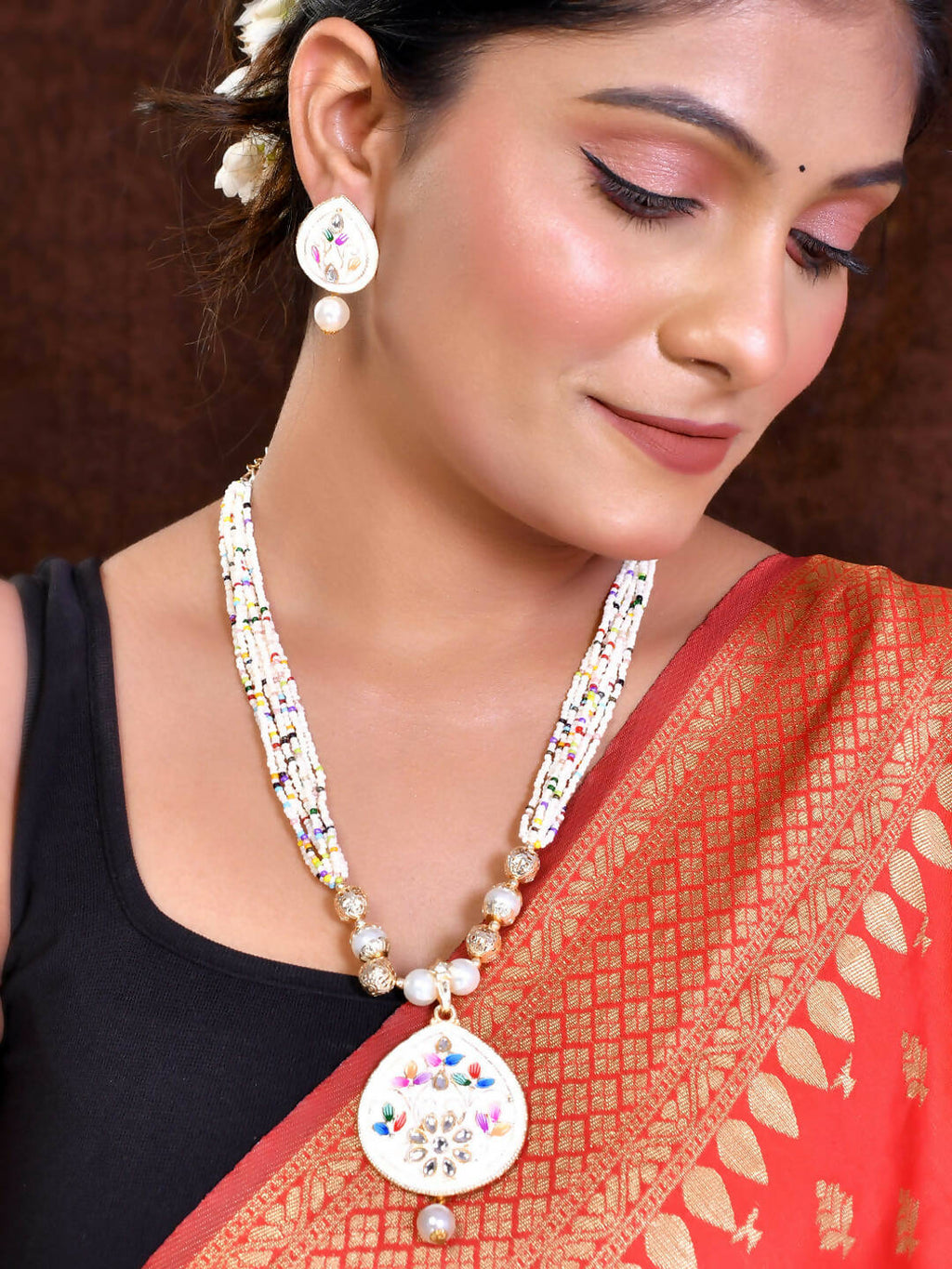 VOJ Women White Color stainless steel Jewellery Set | Grab2Buy