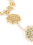 Women's Gold-Toned White Brass Kundan Gold-Polished Charm Bracelet - Ruby Raang | Grab2Buy