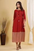Yufta Maroon A-Line Anarkali Kurta | Grab2Buy