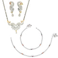 AanyaCentric Gold-Polished Mangalsutra Pendant Earring Set & Silver Plated Anklet | Grab2Buy