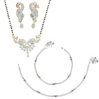 AanyaCentric Gold-Polished Mangalsutra Pendant Earring Set & Silver Plated Anklet | Grab2Buy