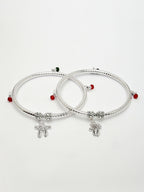 NVR Women's Set of 2 Silver-Plated Kada Anklets