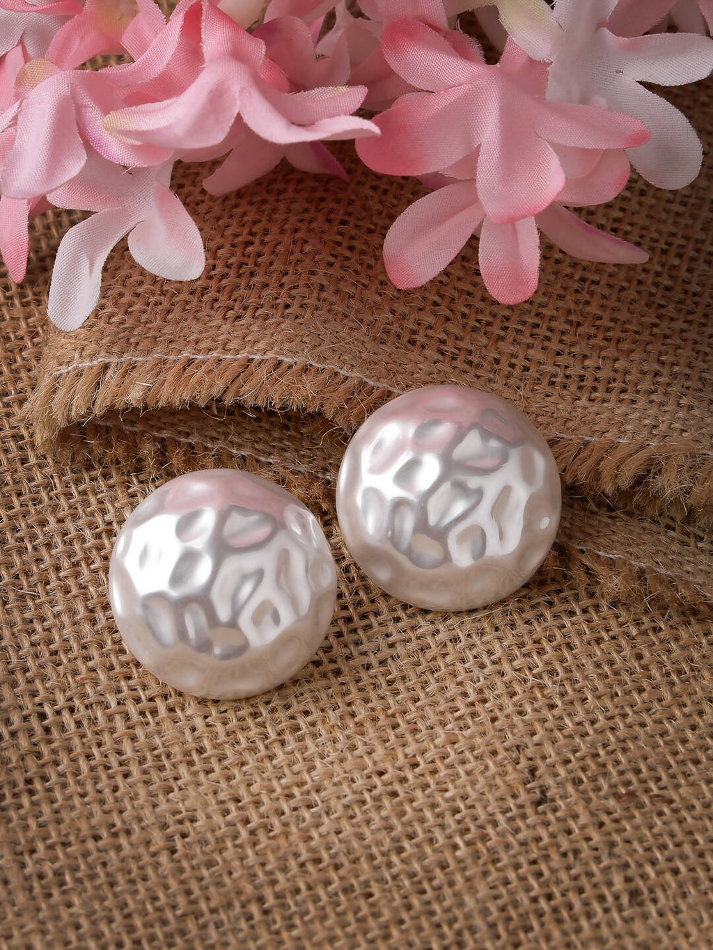 NVR Women's White Color Moon Stud Earrings | Grab2Buy