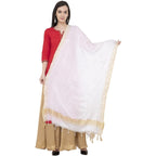 A R Silk Golden Border Regular Dupatta Color White Dupatta or Chunni | Grab2Buy