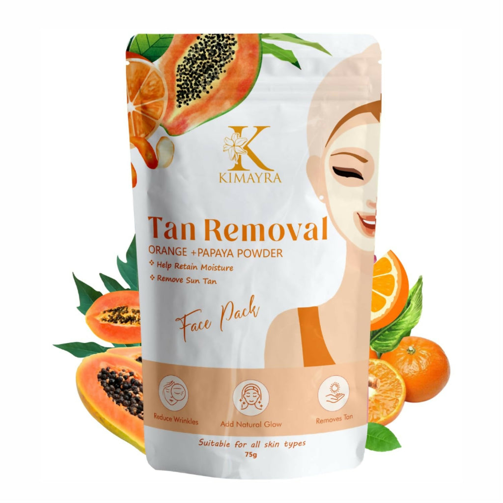 Kimayra Organic Orange + Papaya Face Pack Powder For Tan Removal, Helps In Retain Moisture & Reduce Wrinkles & Fine Lines | Grab2Buy