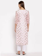 Myshka Women's Multi Georgette Printed 3/4 Sleeve Round Neck Casual Kurta | Grab2Buy