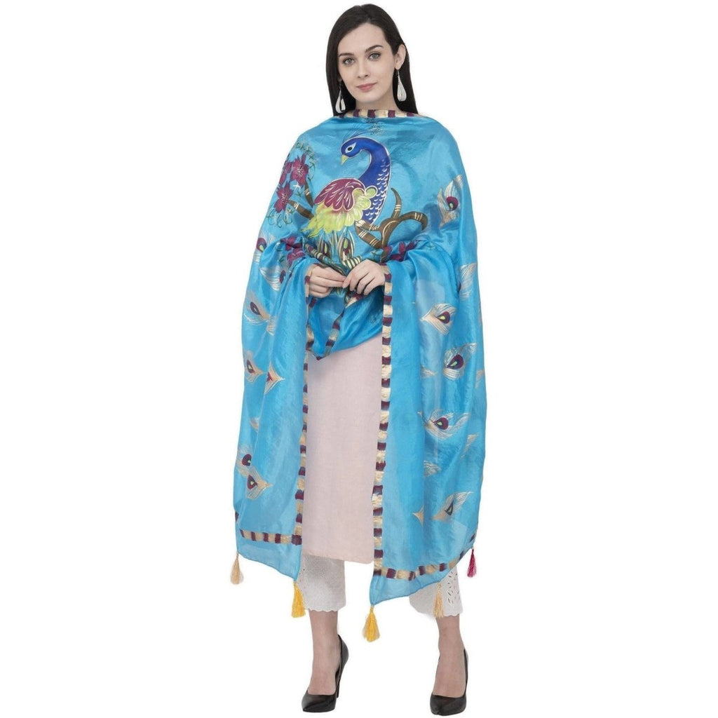A R Silk Silk Peacock Multi Fancy Dupatta Color Firozi Dupatta or Chunni | Grab2Buy
