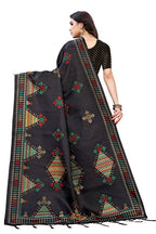 Vamika Black Kalamkari Print With Jhalar Khadi Silk Saree (KITE BLACK) | Grab2Buy