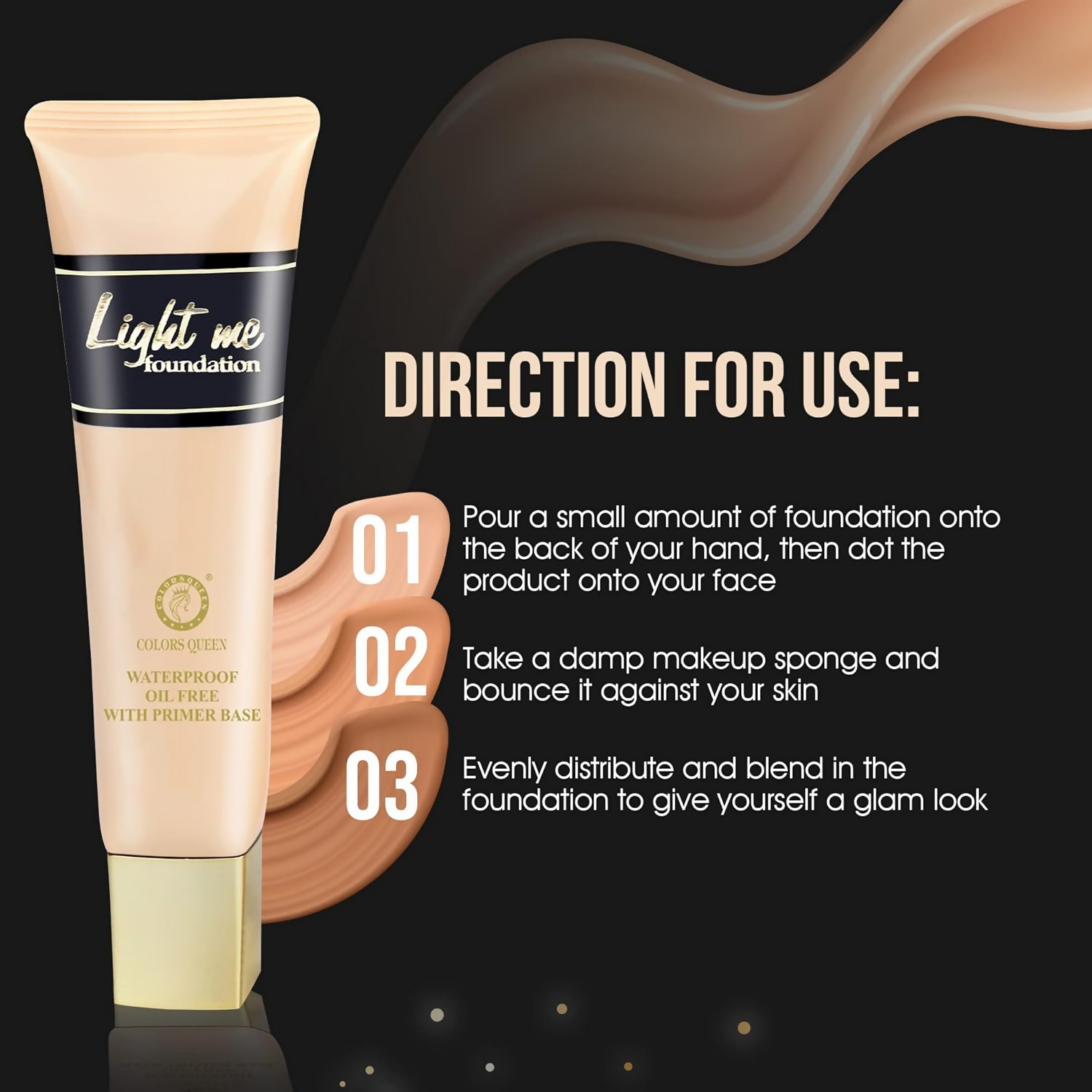 Colors Queen Light Me Foundation with Primer – Natural Almonds | Grab2Buy